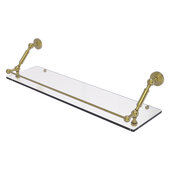  Waverly Place Collection 30'' Floating Glass Shelf with Gallery Rail in Satin Brass, 30'' W x 8-5/8'' D x 7-5/16'' H