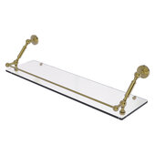  Waverly Place Collection 30'' Floating Glass Shelf with Gallery Rail in Unlacquered Brass, 30'' W x 8-5/8'' D x 7-5/16'' H