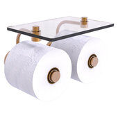  Waverly Place Collection 2-Roll Toilet Paper Holder with Glass Shelf in Brushed Bronze, 8-1/2'' W x 7-3/8'' D x 5'' H