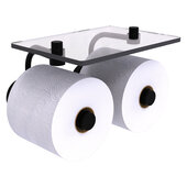  Waverly Place Collection 2-Roll Toilet Paper Holder with Glass Shelf in Matte Black, 8-1/2'' W x 7-3/8'' D x 5'' H