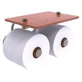  Waverly Place Collection 2-Roll Toilet Paper Holder with Wood Shelf in Antique Brass, 8-1/2'' W x 7-3/8'' D x 5'' H