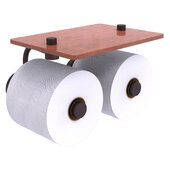  Waverly Place Collection 2-Roll Toilet Paper Holder with Wood Shelf in Antique Bronze, 8-1/2'' W x 7-3/8'' D x 5'' H