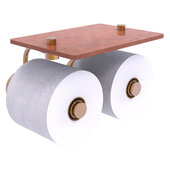  Waverly Place Collection 2-Roll Toilet Paper Holder with Wood Shelf in Brushed Bronze, 8-1/2'' W x 7-3/8'' D x 5'' H