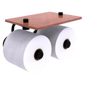  Waverly Place Collection 2-Roll Toilet Paper Holder with Wood Shelf in Matte Black, 8-1/2'' W x 7-3/8'' D x 5'' H