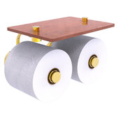  Waverly Place Collection 2-Roll Toilet Paper Holder with Wood Shelf in Polished Brass, 8-1/2'' W x 7-3/8'' D x 5'' H