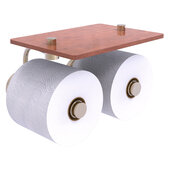  Waverly Place Collection 2-Roll Toilet Paper Holder with Wood Shelf in Antique Pewter, 8-1/2'' W x 7-3/8'' D x 5'' H