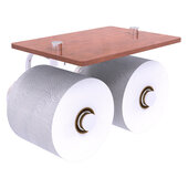  Waverly Place Collection 2-Roll Toilet Paper Holder with Wood Shelf in Satin Chrome, 8-1/2'' W x 7-3/8'' D x 5'' H