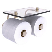  Waverly Place Collection 2-Roll Toilet Paper Holder with Glass Shelf in Antique Pewter, 8-1/2'' W x 7-3/8'' D x 5'' H