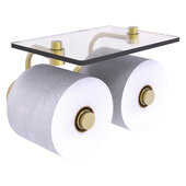  Waverly Place Collection 2-Roll Toilet Paper Holder with Glass Shelf in Satin Brass, 8-1/2'' W x 7-3/8'' D x 5'' H