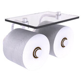  Waverly Place Collection 2-Roll Toilet Paper Holder with Glass Shelf in Satin Chrome, 8-1/2'' W x 7-3/8'' D x 5'' H
