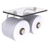  Waverly Place Collection 2-Roll Toilet Paper Holder with Glass Shelf in Satin Nickel, 8-1/2'' W x 7-3/8'' D x 5'' H