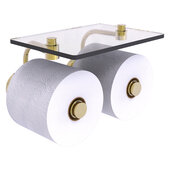  Waverly Place Collection 2-Roll Toilet Paper Holder with Glass Shelf in Unlacquered Brass, 8-1/2'' W x 7-3/8'' D x 5'' H
