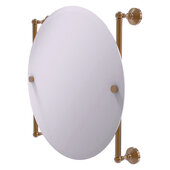  Waverly Place Collection Round Frameless Rail Mounted Mirror in Brushed Bronze, 22'' Diameter x 3-13/16'' D x 22'' H