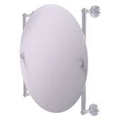  Waverly Place Collection Round Frameless Rail Mounted Mirror in Satin Chrome, 22'' Diameter x 3-13/16'' D x 22'' H