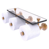  Waverly Place Collection Horizontal Reserve 3-Roll Toilet Paper Holder with Glass Shelf in Brushed Bronze, 16'' W x 8'' D x 4-5/16'' H