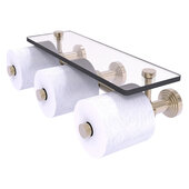  Waverly Place Collection Horizontal Reserve 3-Roll Toilet Paper Holder with Glass Shelf in Antique Pewter, 16'' W x 8'' D x 4-5/16'' H