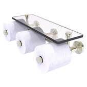  Waverly Place Collection Horizontal Reserve 3-Roll Toilet Paper Holder with Glass Shelf in Polished Nickel, 16'' W x 8'' D x 4-5/16'' H