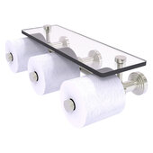  Waverly Place Collection Horizontal Reserve 3-Roll Toilet Paper Holder with Glass Shelf in Satin Nickel, 16'' W x 8'' D x 4-5/16'' H