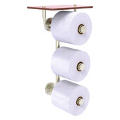  Waverly Place Collection 3-Roll Toilet Paper Holder with Wood Shelf in Polished Nickel, 8-1/2'' W x 7-13/16'' D x 15-5/8'' H