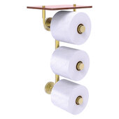  Waverly Place Collection 3-Roll Toilet Paper Holder with Wood Shelf in Satin Brass, 8-1/2'' W x 7-13/16'' D x 15-5/8'' H