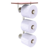  Waverly Place Collection 3-Roll Toilet Paper Holder with Wood Shelf in Satin Nickel, 8-1/2'' W x 7-13/16'' D x 15-5/8'' H