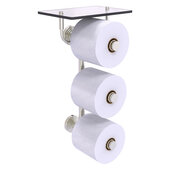  Waverly Place Collection 3-Roll Toilet Paper Holder with Glass Shelf in Satin Nickel, 8-1/2'' W x 7-13/16'' D x 15-5/8'' H