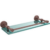 Waverly Place 16 Inch Tempered Glass Shelf with Gallery Rail, Antique Copper