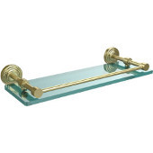  Waverly Place 16 Inch Tempered Glass Shelf with Gallery Rail, Satin Brass
