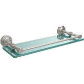  Waverly Place 16 Inch Tempered Glass Shelf with Gallery Rail, Satin Nickel