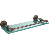  Waverly Place 16 Inch Tempered Glass Shelf with Gallery Rail, Venetian Bronze