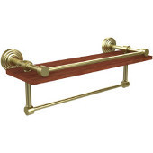  Waverly Place Collection 16 Inch IPE Ironwood Shelf with Gallery Rail and Towel Bar, Satin Brass