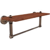  Waverly Place Collection 16 Inch Solid IPE Ironwood Shelf with Integrated Towel Bar, Venetian Bronze