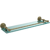  Waverly Place 22 Inch Tempered Glass Shelf with Gallery Rail, Antique Brass