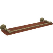  Waverly Place Collection 22 Inch Solid IPE Ironwood Shelf with Gallery Rail, Antique Brass