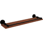  Waverly Place Collection 22 Inch Solid IPE Ironwood Shelf with Gallery Rail, Matte Black
