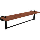  Waverly Place Collection 22 Inch Solid IPE Ironwood Shelf with Integrated Towel Bar, Matte Black
