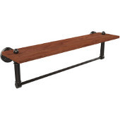  Waverly Place Collection 22 Inch Solid IPE Ironwood Shelf with Integrated Towel Bar, Oil Rubbed Bronze