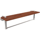  Waverly Place Collection 22 Inch Solid IPE Ironwood Shelf with Integrated Towel Bar, Polished Chrome