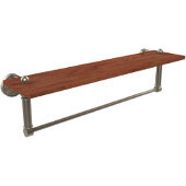  Waverly Place Collection 22 Inch Solid IPE Ironwood Shelf with Integrated Towel Bar, Antique Pewter