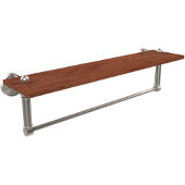  Waverly Place Collection 22 Inch Solid IPE Ironwood Shelf with Integrated Towel Bar, Satin Nickel
