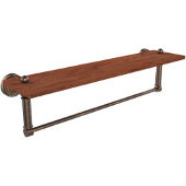  Waverly Place Collection 22 Inch Solid IPE Ironwood Shelf with Integrated Towel Bar, Venetian Bronze