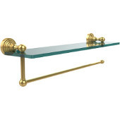  Waverly Place Collection Paper Towel Holder with 16 Inch Glass Shelf, Unlacquered Brass