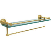  Waverly Place Collection Paper Towel Holder with 16 Inch Gallery Glass Shelf, Unlacquered Brass