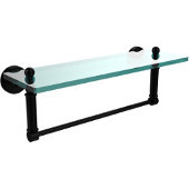  Waverly Place 16 Inch Glass Vanity Shelf with Integrated Towel Bar, Matte Black