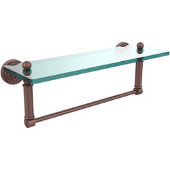  Waverly Place 16 Inch Glass Vanity Shelf with Integrated Towel Bar, Antique Copper