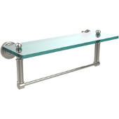  Waverly Place 16 Inch Glass Vanity Shelf with Integrated Towel Bar, Polished Nickel