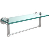  Waverly Place 16 Inch Glass Vanity Shelf with Integrated Towel Bar, Satin Chrome