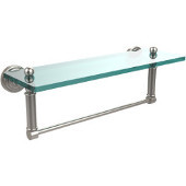  Waverly Place 16 Inch Glass Vanity Shelf with Integrated Towel Bar, Satin Nickel