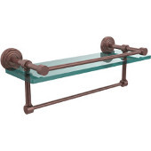  16 Inch Gallery Glass Shelf with Towel Bar, Antique Copper