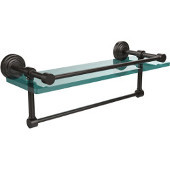  16 Inch Gallery Glass Shelf with Towel Bar, Oil Rubbed Bronze